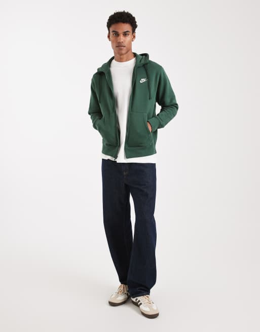 Nike - Club - Grøn hættetrøje med gennemgående lynlås i fleece, 2 af 5