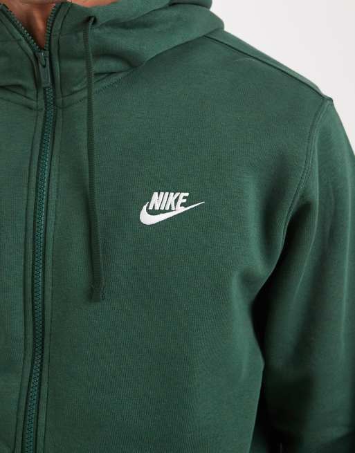 Nike - Club - Grøn hættetrøje med gennemgående lynlås i fleece, 5 af 5
