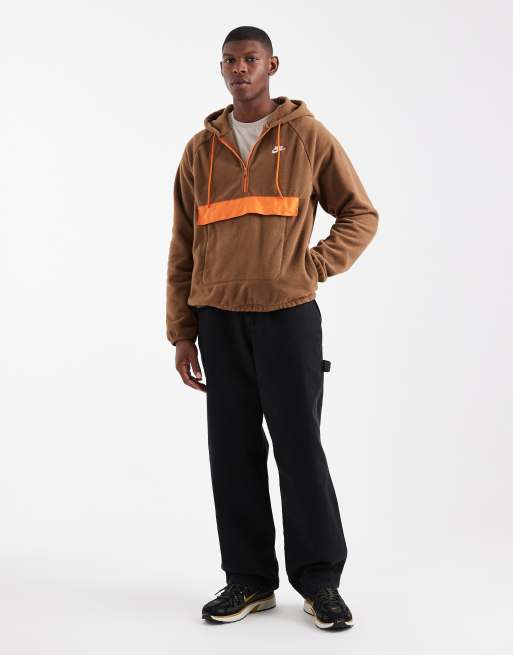 Nike Club half zip fleece in brown, 2 of 5