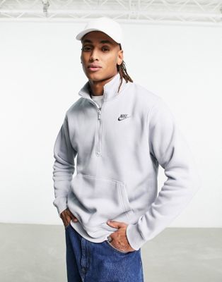 Nike Club half zip fleece top in wolf grey