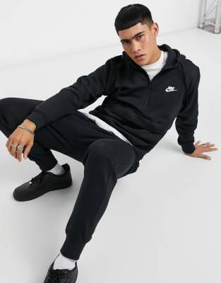 nike half zip club hoodie black