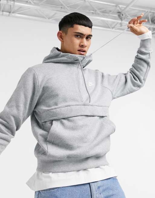 Nike club half zip best sale hoodie grey