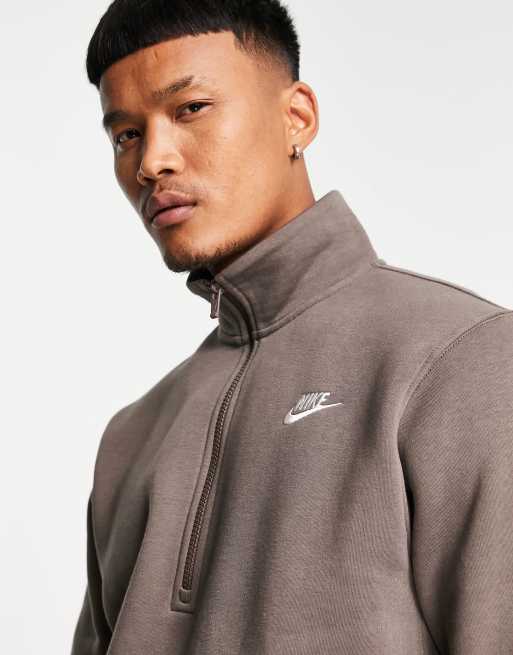 nike club sweatshirt in ironstone brown