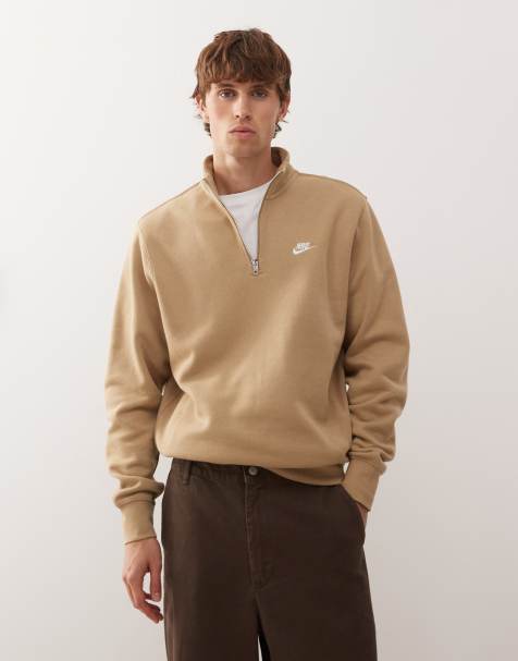 Nike Club half zip sweatshirt in beige - view 1