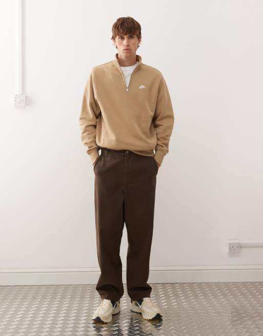Nike Club half zip sweatshirt in beige | ASOS