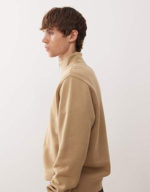 Nike Club half zip sweatshirt in beige | ASOS