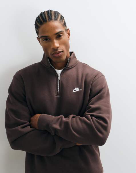 Nike Club half zip sweatshirt in brown - view 1