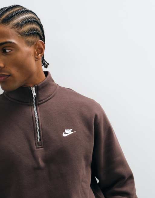 Nike Club half zip sweatshirt in brown, 4 of 5
