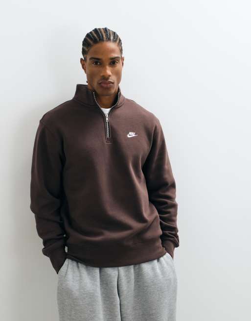 Nike Club half zip sweatshirt in brown, 5 of 5