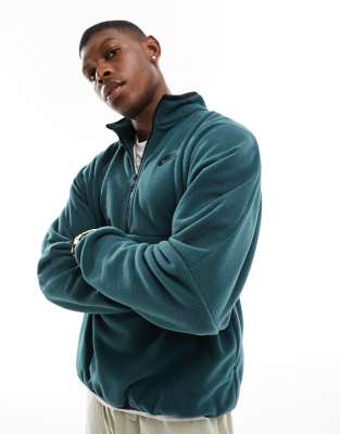 Nike Club+ Half Zip Sweatshirt In Deep Jungle And Black-gray