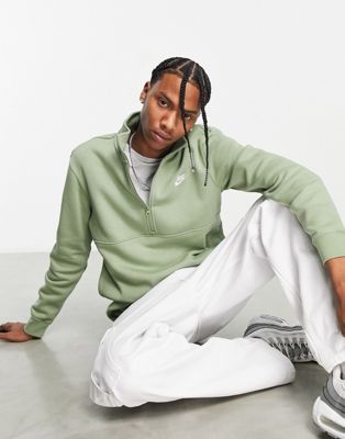 Nike Club half zip sweatshirt in green - ASOS Price Checker