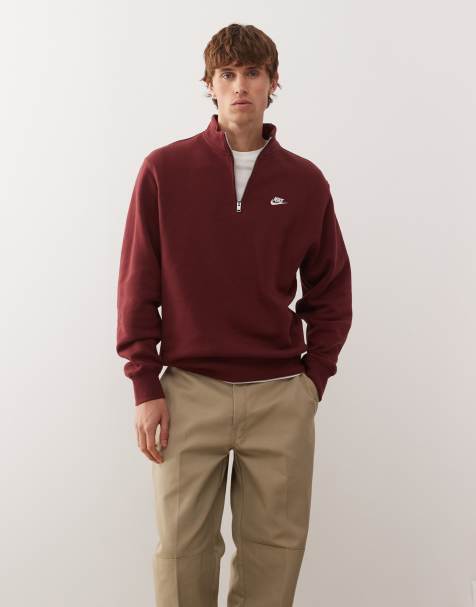 Nike Club half zip sweatshirt in red - view 1