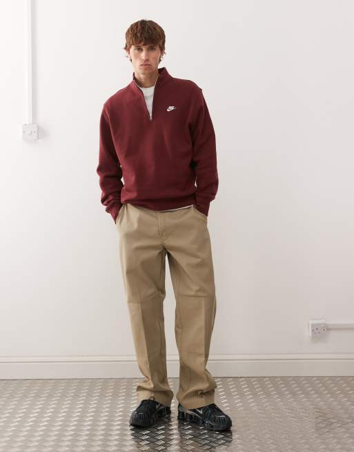 Nike Club half zip sweatshirt in red