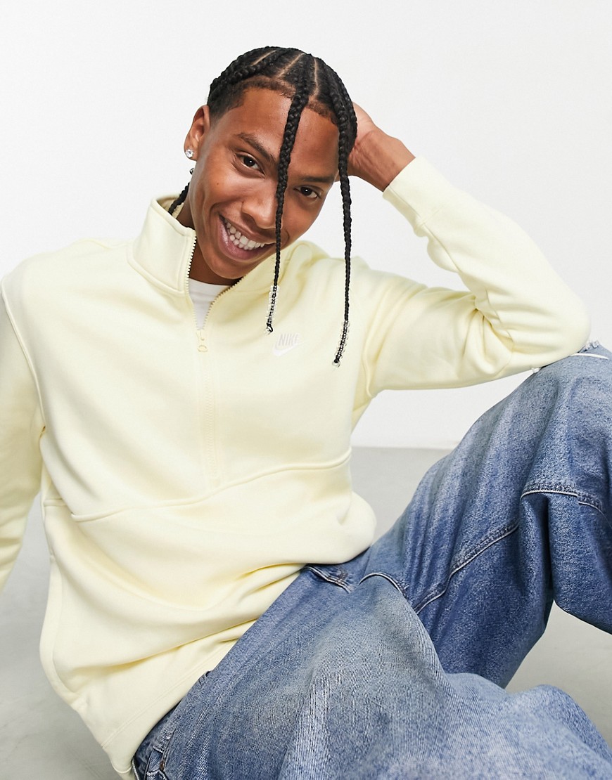 Nike Club half zip sweatshirt in yellow