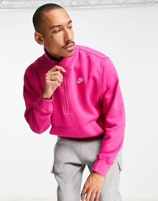 Nike Club half zip top in active pink