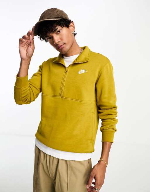 Nike Club half zip top in mustard