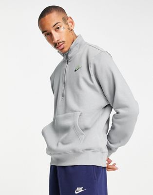 Nike Club half zip top in particle grey