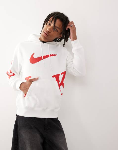 Nike Club Hockey varsity hoodie in white & red - view 1