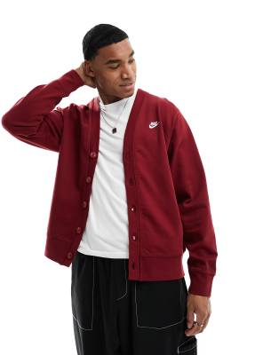 Nike Club Hoodie In Burgundy-white