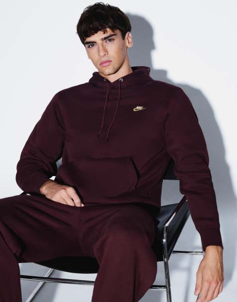 Nike Club hoodie in burgundy - view 1