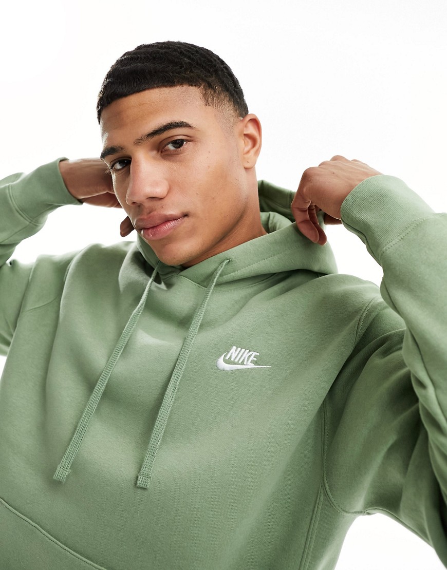 Shop Nike Club Hoodie In Khaki-green
