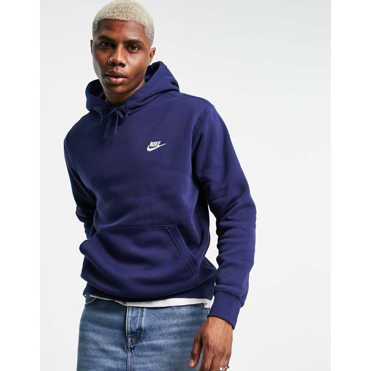 Navy nike club clearance hoodie