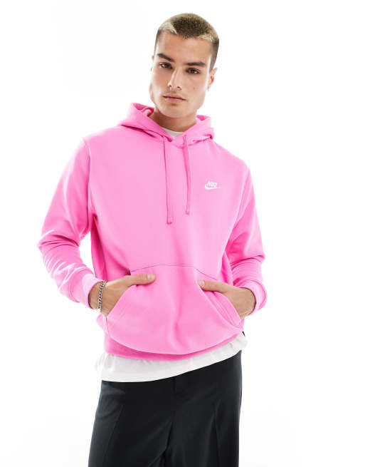 Nike club logo hoodie pink sale