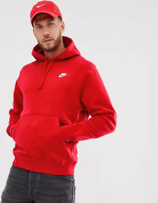 nike club hoodie red