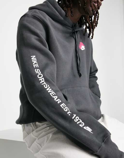 Nike - Club - Hoodie met dubbel logo in donkergrijs, 3 van 4