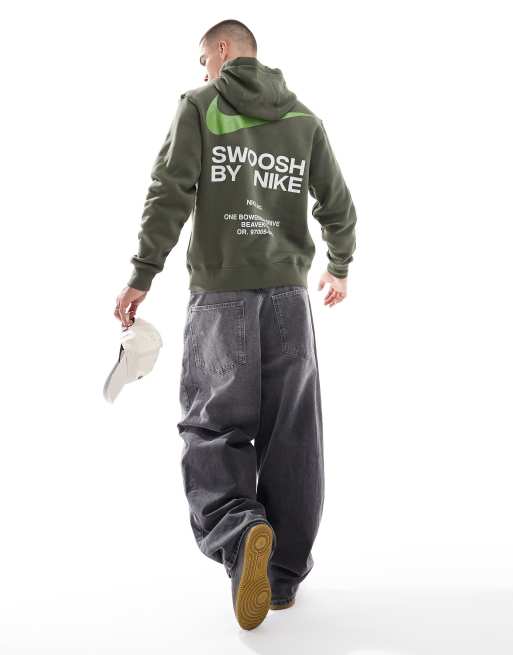 Nike Club - Hoodie met grafische swoosh-print op de achterkant in kaki