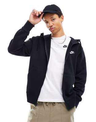 Nike Club Hoodie met rits in zwart ASOS