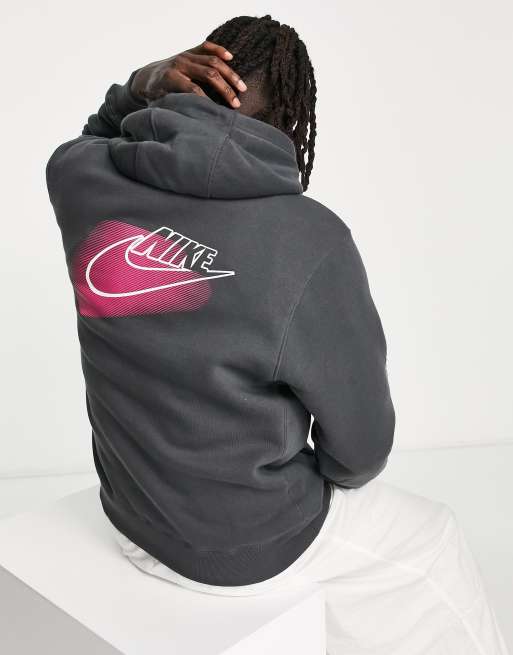 Nike Club hoodie with double logo in dark smoke grey ASOS