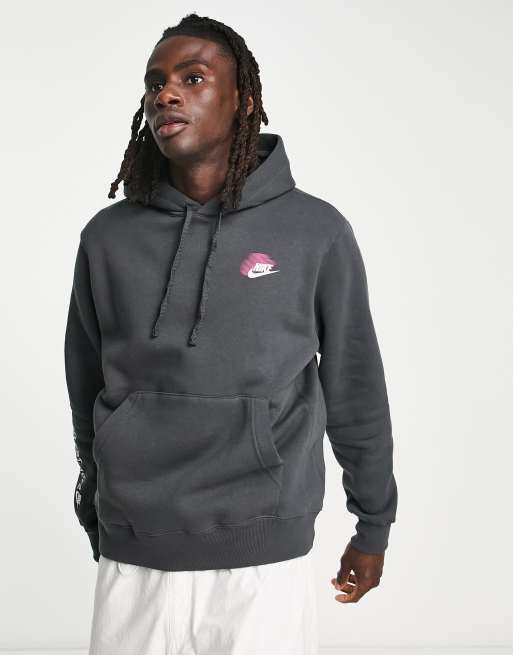 Nike Club hoodie with double logo in dark smoke grey ASOS