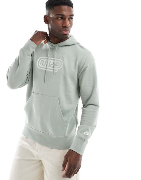Nike Club hoodie with graphic in light green - view 1