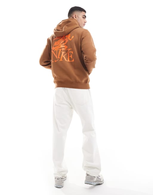 Nike Club hoodie with victory graphic in brown, 4 of 4