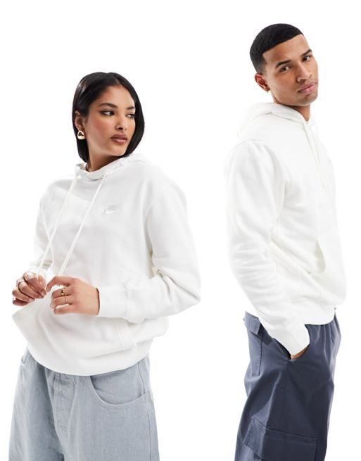 Nike - Club - Hvid unisex-hættetrøje