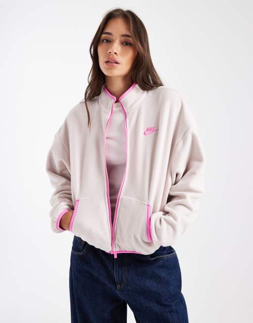 Nike - Club - Jack van polar fleece in beige en roze