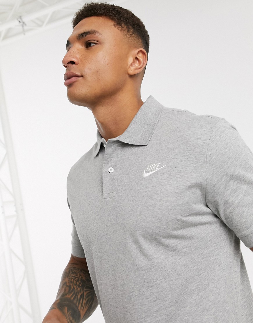 Nike Club jersey polo shirt in grey
