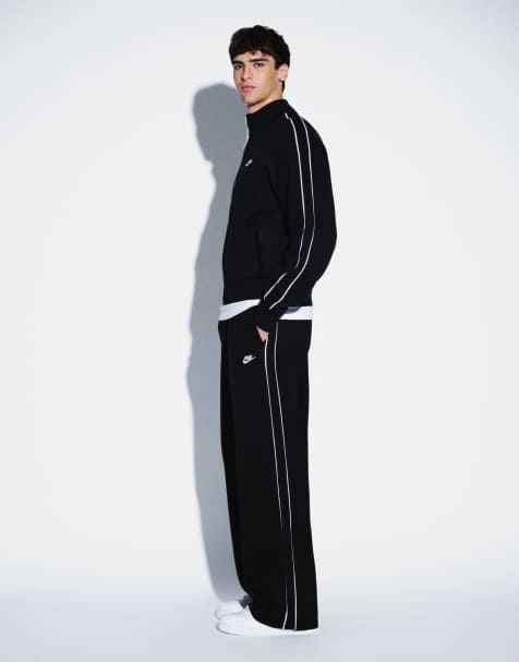 Nike Club jogger en maille noir et blanc - view 1