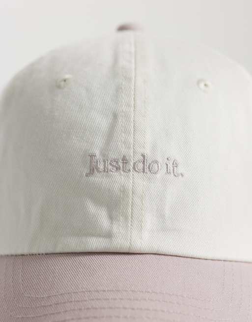 Nike Club Just do it. cap in white and baby pink, 2 of 3