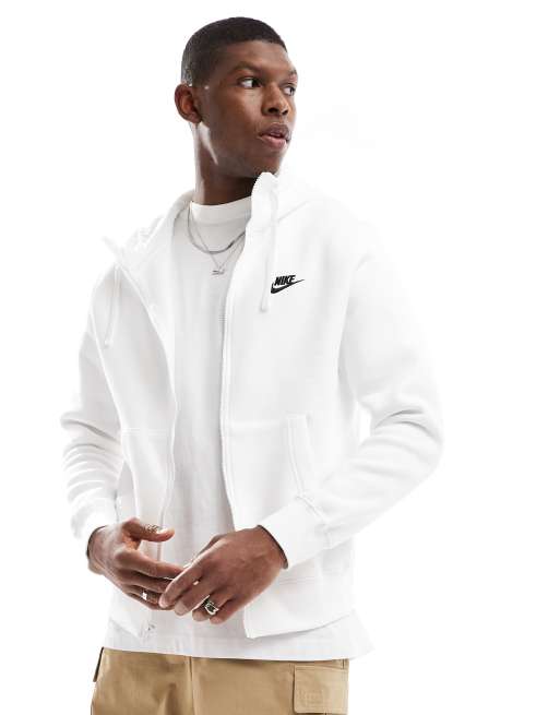 Nike – Club – Kapuzenjacke aus Fleece in Weiß mit durchgehendem Reißverschluss, 3 von 4