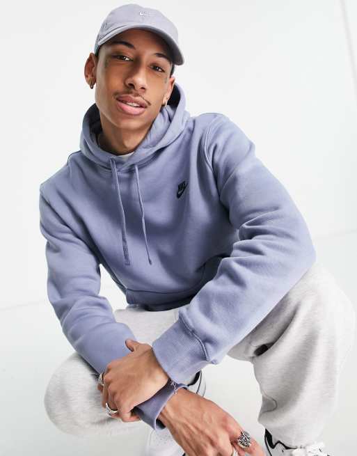 Nike – Club – Kapuzenpullover in aschgrauem Schieferblau mit Logo