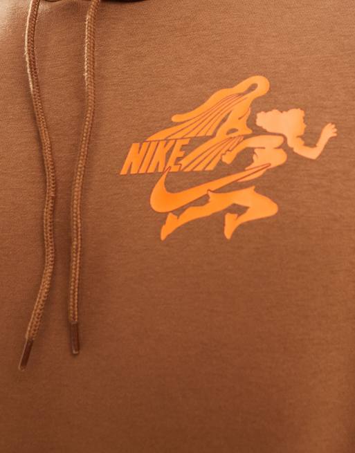 Nike – Club – Kapuzenpullover in Braun mit Sieg-Print, 3 von 4