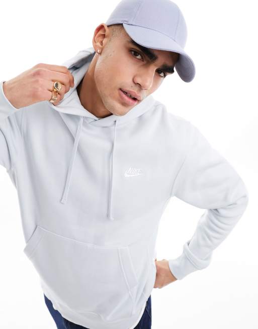 Nike – Club – Kapuzenpullover in Hellgrau