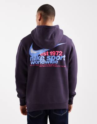Club - Kapuzenpullover in Lila mit Sport-Print-Grau Grau M