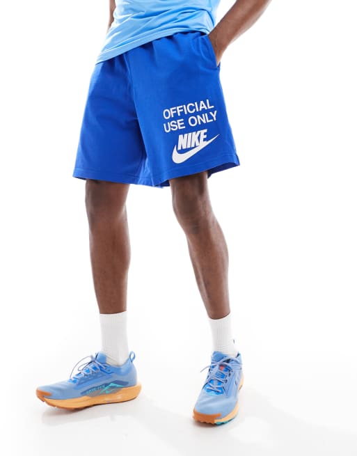 Nike Club Knit shorts with graphic print in blue | ASOS