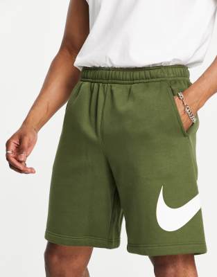 Nike Club large logo sweat shorts in rough green