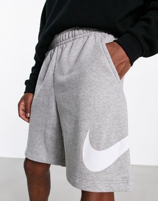 Nike Club large swoosh shorts in grey marl