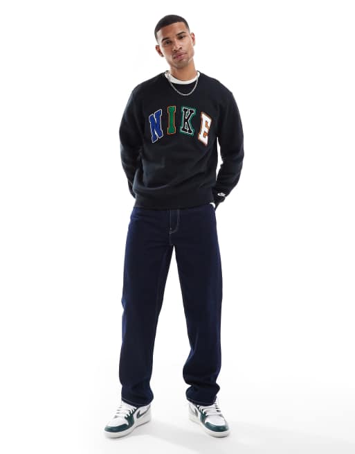 ★NIKE★Club Crew Letters ロゴ クルーネック スウェット Nike Club letters logo crew neck sweatshirt in grey | ASOS