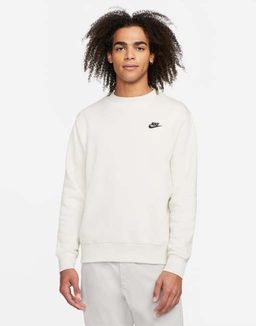 Nike – Club – Ljusbrun sweatshirt i fleece